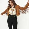 Unique-Vintage Unique Vintage Brown Suede Fringe Cattle Call Jacket