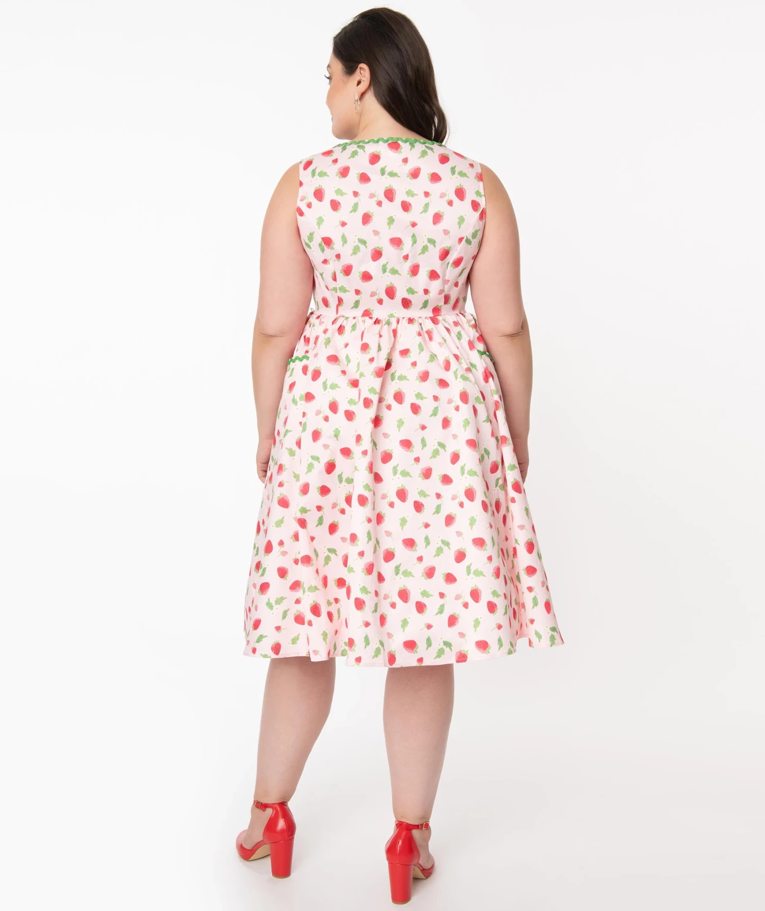 Unique-Vintage Pink & Strawberry Print Syracuse Swing Dress 6 Unique-Vintage Pink & Strawberry Print Syracuse Swing Dress - Image 6
